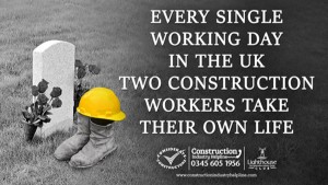 Building Mental Health slide - Every single working day in the UK two construction workers take their own life.